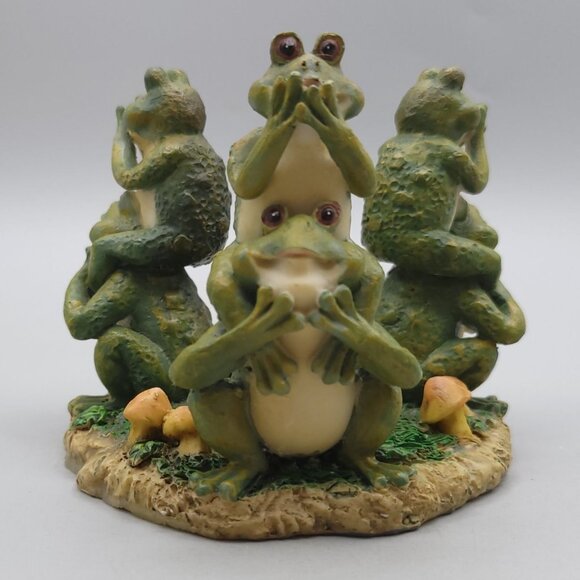 Frog Tealight Candle Holder Figurine With Mushrooms Grass Base - Picture 2 of 7